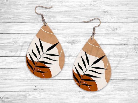 Palm Leaves Boho Earring, Sublimation Earring Designs Template, Earring  Blanks Design, Teardrop Earring PNG, Instant Digital Download 