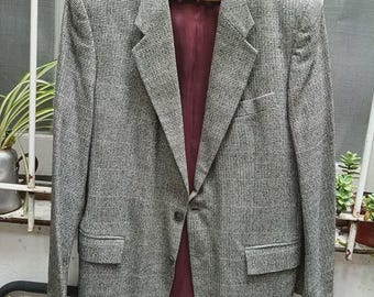 Vintage Blazer von Nino Cerruti aus 100 % reiner Seide, italienischer Luxus-Sportmantel, beigefarbene, taillierte Seidenjacke, Designer-Herrenjacke aus Naturseide, 50 cm