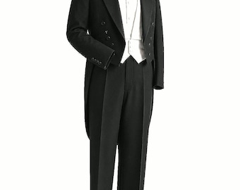1930年代ヘンリー・プール特注ブラックフランネルテールコート | 36 37