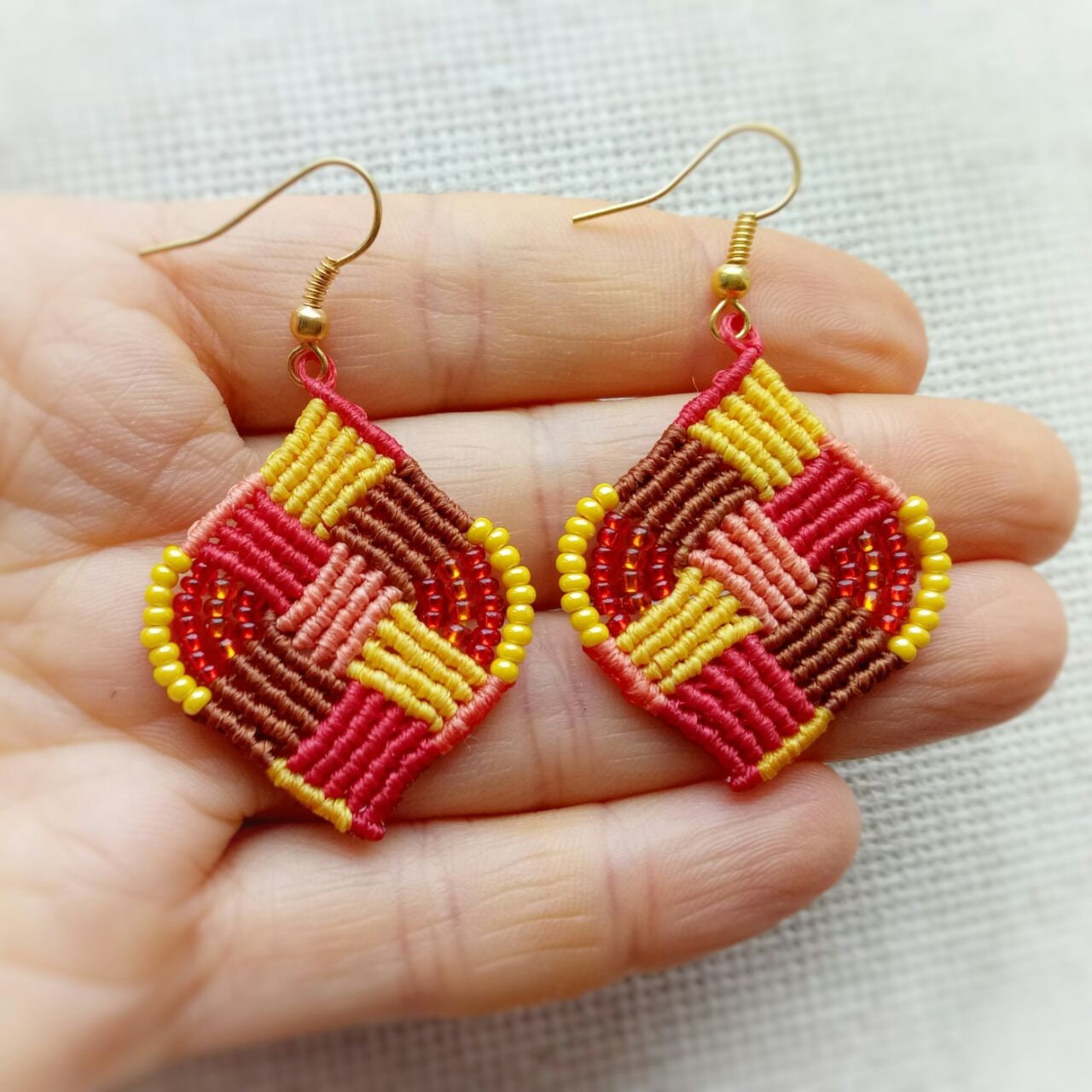 Macrame triangle earrings Macrame earrings Boho Earrings Etsy