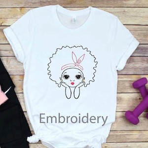 Ricamo Peekaboo ragazza con soffio Disegni per ricamo afro code di cavallo mancanza Donna Nubiana Principessa Regina Capelli bambina nera bambino felice