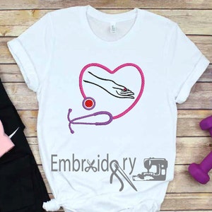 Embroidery Nurse Hand Stethoscope Heart heartbeat Queen African Black woman Design Machine Nurses quarantine healthy lifestyle beauty health