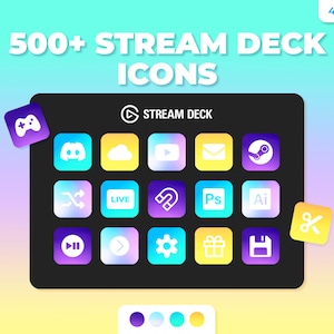 STREAM DECK ICONS | Buttons Pack | Colorful Gradient Set | Gamer| Purple Blue Yellow Streamer Elgato | Youtube | Discord | Adobe | Twitch