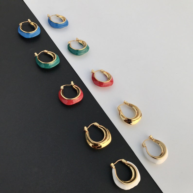 Vintage Hoop Earrings Chunky Gold Hoops Thick Hoop Earrings Etsy