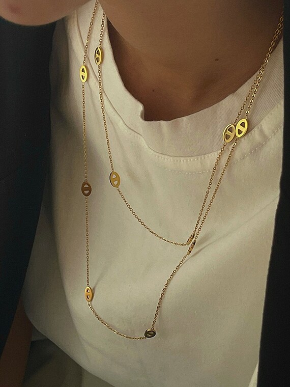 Long minimalist necklace sale