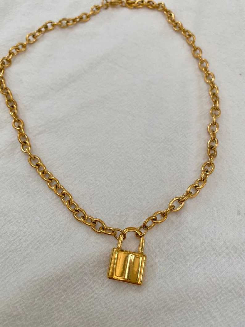 Gold Lock Pendant Necklace Padlock Pendant Necklace Gold Lock Etsy