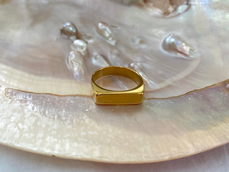 Yin Yang Ring Signet Ring D Ring Gold Stacking Rings Gold Dome | Etsy
