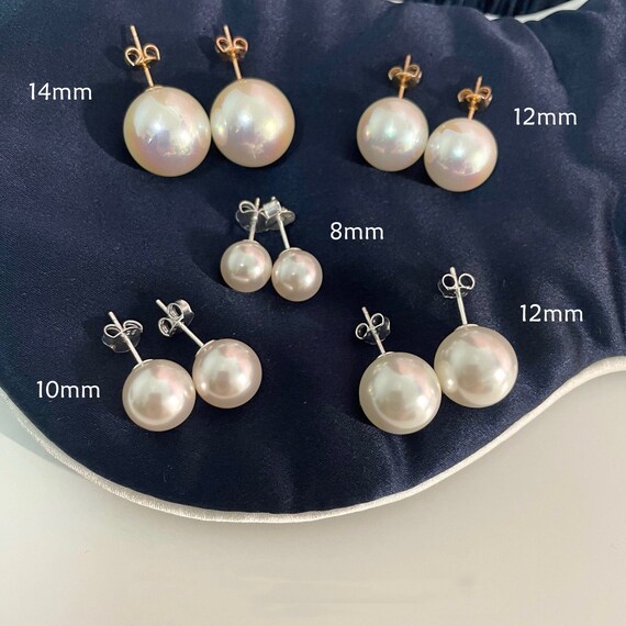 8mm 10mm 12mm 14mm Pearl Stud Earring White Pearl Earring Ivory