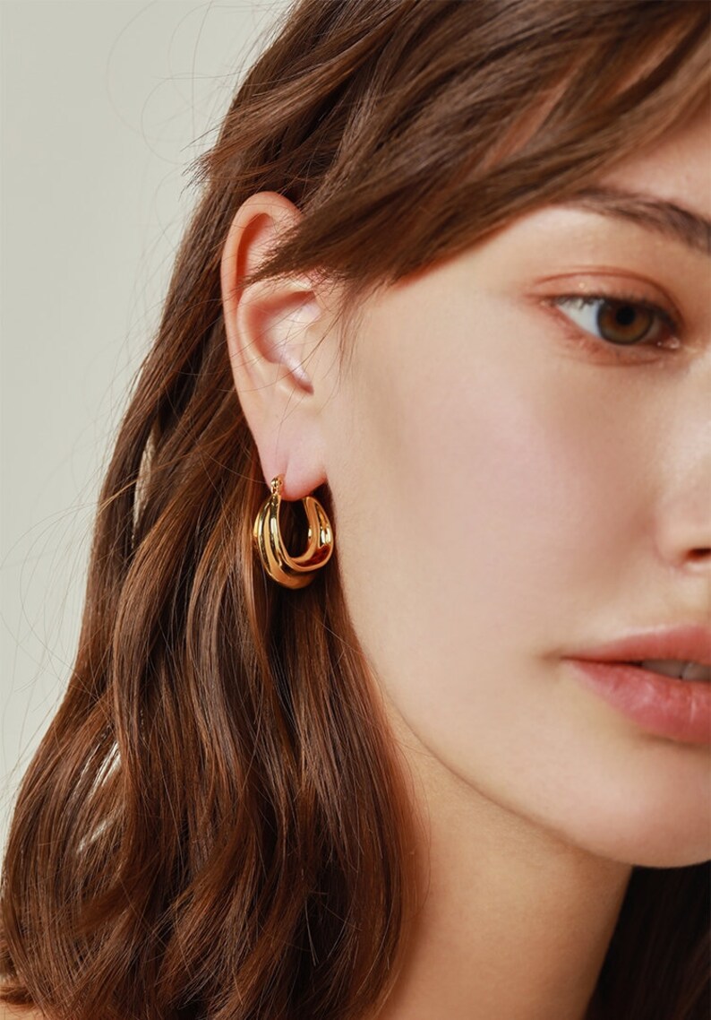 Vintage Hoop Earrings Chunky Gold Hoops Thick Hoop Earrings Etsy