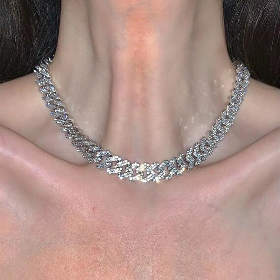 White gold sale cuban choker