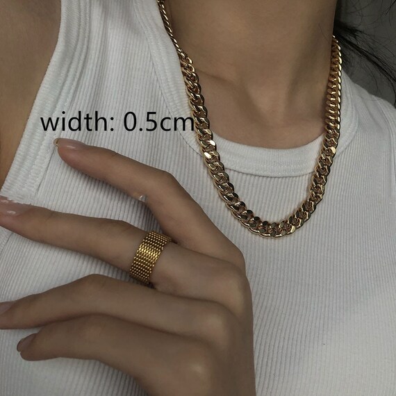 18K Gold Chain Link Necklace Chunky Gold Chain Necklace Gold Etsy