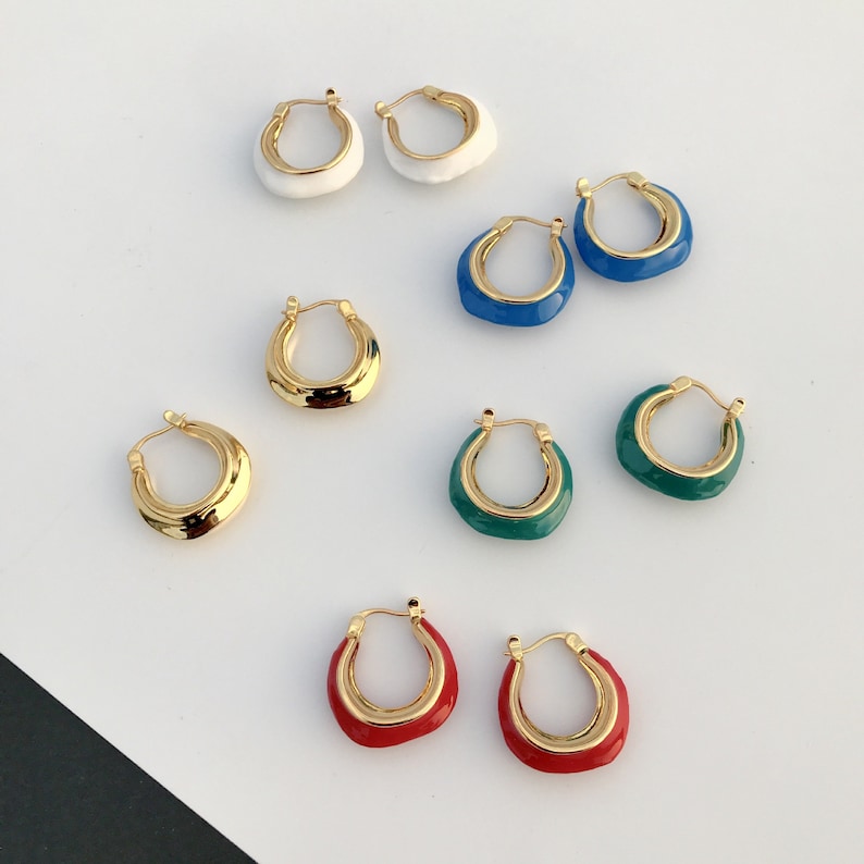 Vintage Hoop Earrings Chunky Gold Hoops Thick Hoop Earrings Etsy