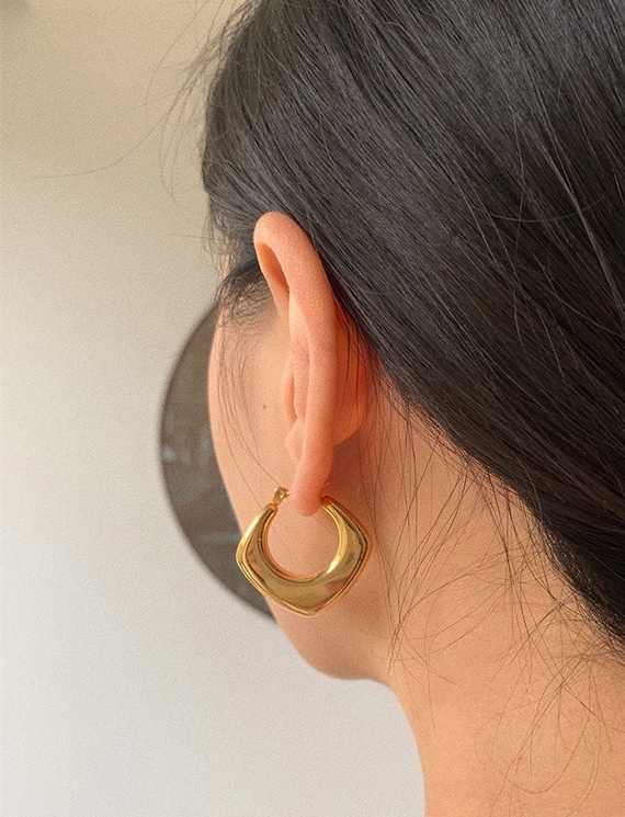 Chunky Hoop Earrings - Gold Plated