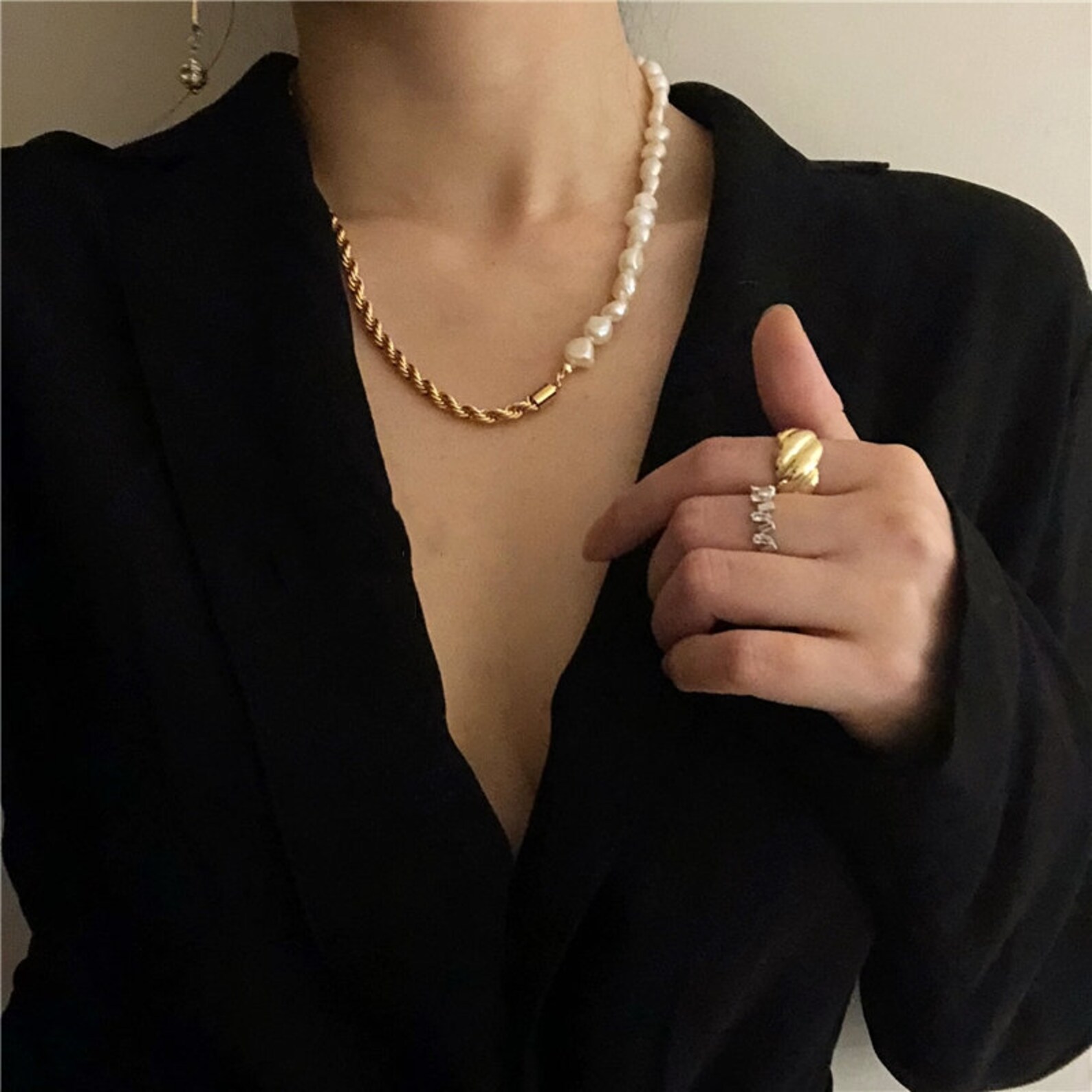 Baroque Pearl Necklace Pearl Chain Necklace Gold Pearl - Etsy