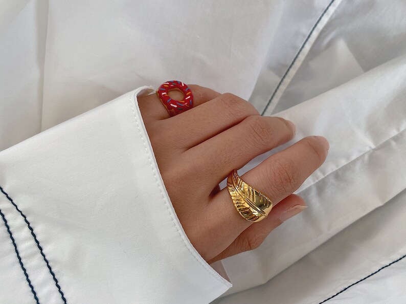 18K Gold Donut Ringfood Ringteenager Ringdoughnut Ringgold Etsy