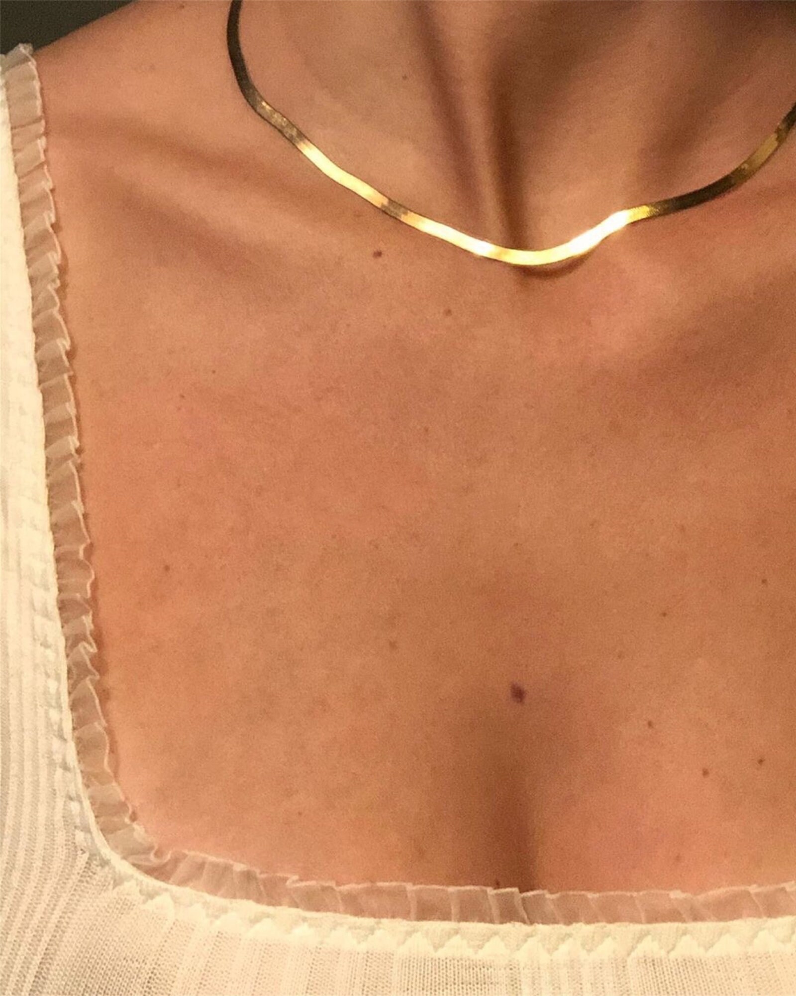 Snake Chain Flat Chain Necklace Gold 