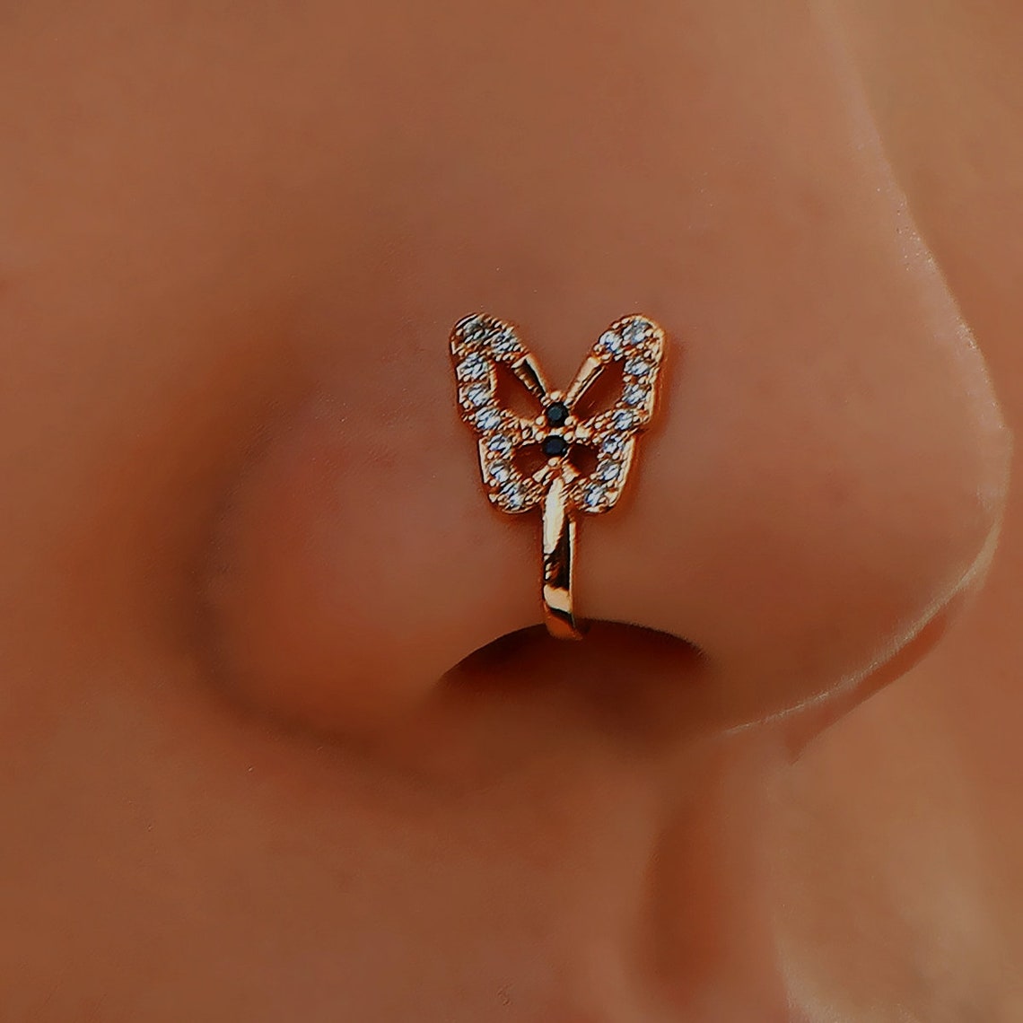 Butterfly Nose Ring Fake Nose Ring Nose Ring Gold Nose Etsy