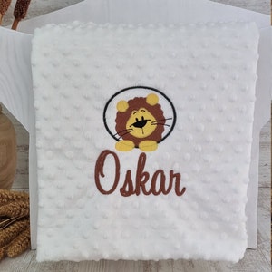 Personalized baby blanket with lion