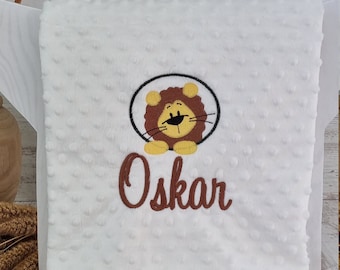 Personalized baby blanket with lion