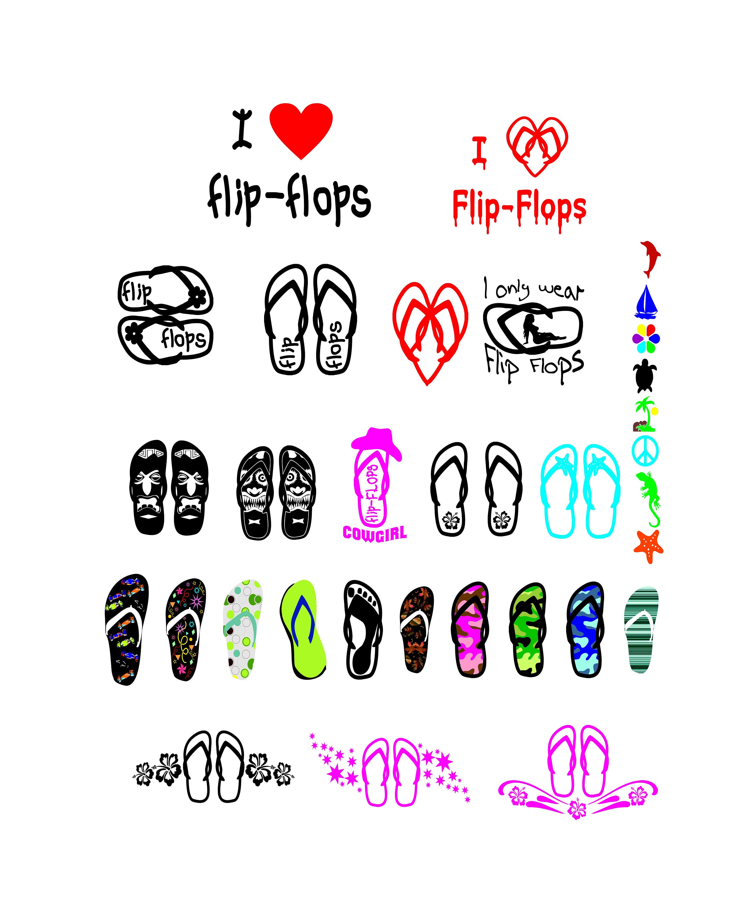 FLIP FLOPS Flip Flop clipart /silhouettes / template / | Etsy