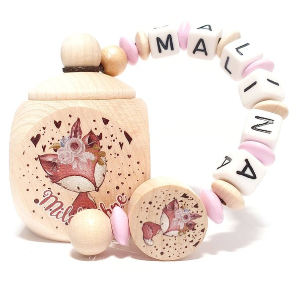 Milk tooth box fox girl different pearl colors available personalized