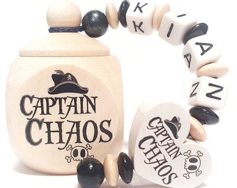 Milchzahndose Captain Chaos verschiedene perlenfarben erhältlich personalisiert