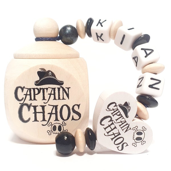 Milchzahndose Captain Chaos verschiedene perlenfarben erhältlich personalisiert