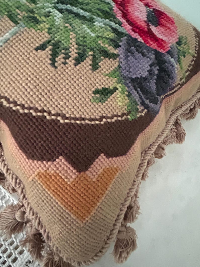 OVERSERVED NEEDLEPOINT PILLOW