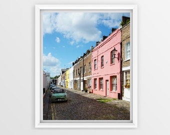 Colorful London Houses Photography Print, UK Travel Art