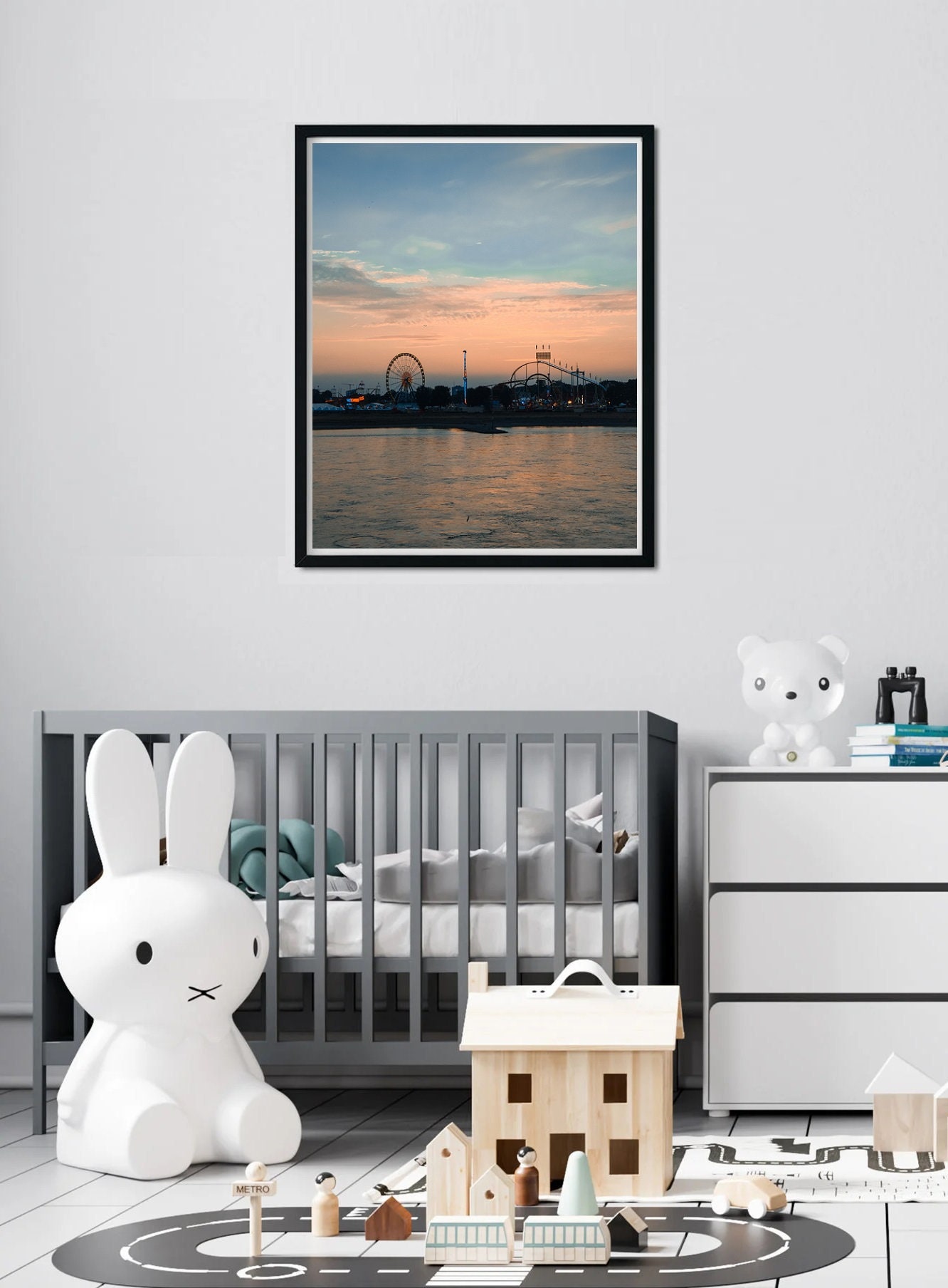 Dusseldorf Fun Fair, Germany During Sunset, Dusseldorf Art Print, Germany Travel Print, European City Poster, ArtPrint, Dusseldorf Wall Art