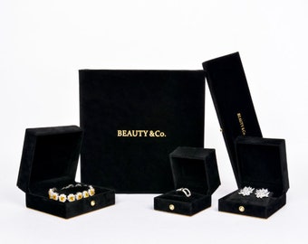 500pcs Custom Black Velvet Jewelry Box wholesale Ring Earring Bracelet Necklace Box Jewellery Packaging With Logo