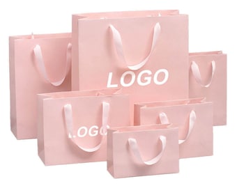 100 cusstom logo  Cardboard Packaging  Gift Paper Bags Reusable Shopping Paper Bag with Handles