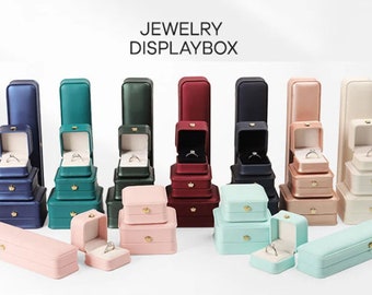500 scatole per imballaggio di gioielli in pelle PU personalizzata, corona spazzolata, fibbia, anello, braccialetto, orecchini, collana, scatola di imballaggio, scatola per gioielli