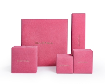 500pcs Custom Wholesale Luxury Velvet Earring Bracelet Necklace Ring Pink Gift Jewelry Box With Logo