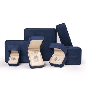 100 Dark Blue+ pink inner Custom Suede Jewelry Boxes With Outer Box Jewelry Packaging Box  Luxury Bangle Bracelet Earring Necklace Ring