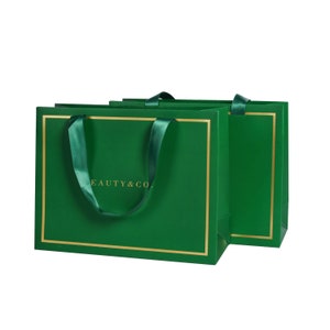 1000pcs Luxury Ribbon Handle Boutique Shopping Packaging Custom Printed Tote Paper Gift Bags With Logo