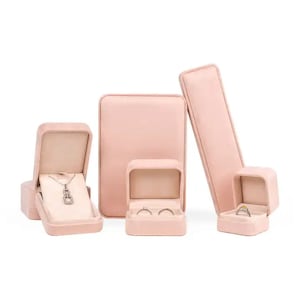 100 Pink Custom Suede Jewelry Boxes With Outer Box Jewelry Packaging Box  Luxury Bangle Bracelet Earring Necklace Ring