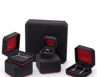 500 stücke Benutzerdefiniertes Logo Gedruckt Luxus Mikrofaser Ring Ohrring Armband Halskette Verpackung Schmuckschatulle