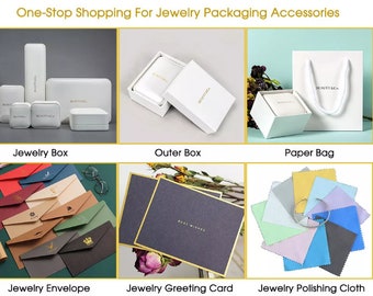 Caja de joyería personalizada de 500 piezas, accesorios de embalaje de cuero sintético