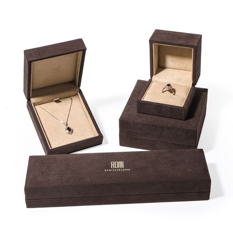 500 Custom Logo Printed Luxury Microfibre Ring Earring Bracelet Necklace Packaging Jewelry Box