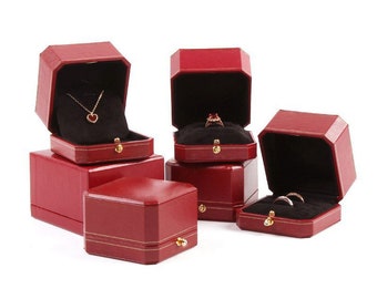 Sample Custom logo PU Leather Ring Necklace Bangle Bracelet jewelry box packaging microfiber jewelry boxes