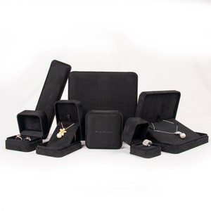 500 Black Custom Suede Jewelry Boxes With Outer Box Jewelry Packaging Box  Luxury Bangle Bracelet Earring Necklace Ring