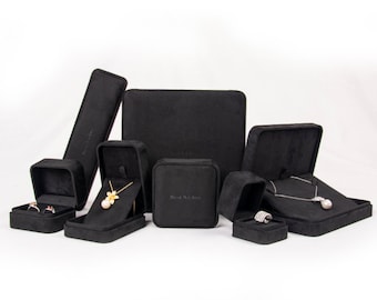 500 Black Custom Suede Jewelry Boxes With Outer Box Jewelry Packaging Box  Luxury Bangle Bracelet Earring Necklace Ring