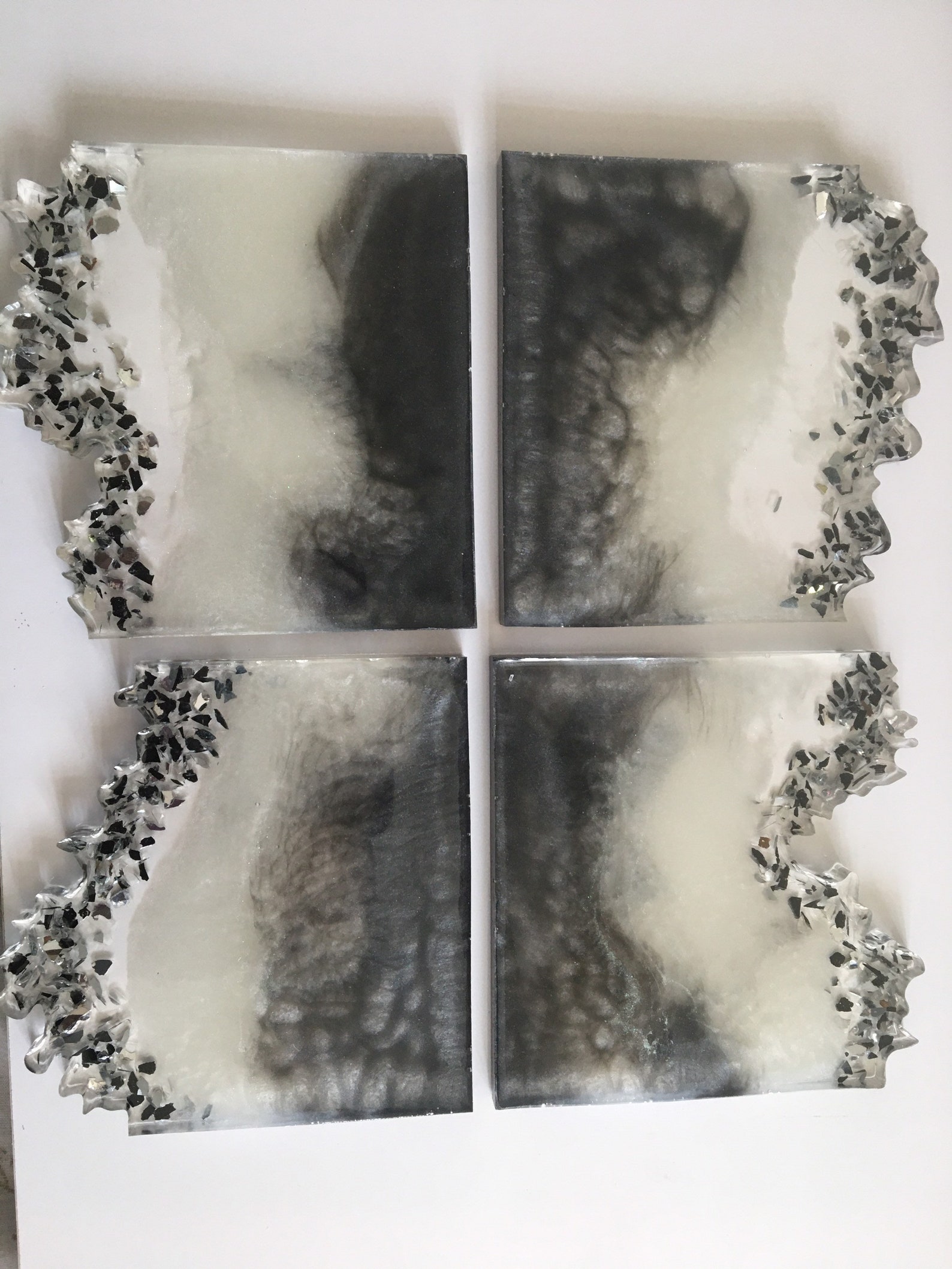 Crushed mirror glass coasters x4 Etsy