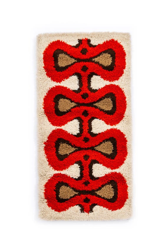 20th Century Modern Long Pile Rug. Shag Rug/Rya rug/High Pile Rug/Wool Rug/Bedroom Rug/Vintage Rug/MCM Rug/Wall Rug