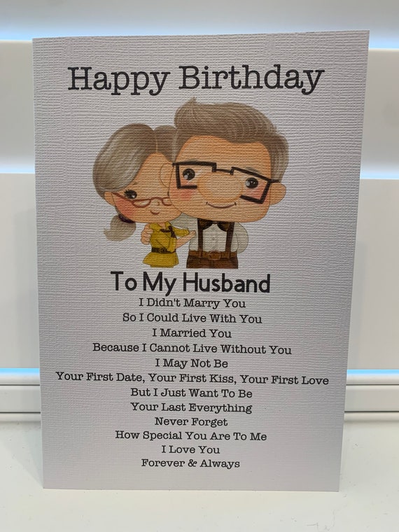 Happy Birthday card, husband birthday card, up, card for him, hubby,  husband, romantic birthday card, cute birthday card, mens birthday