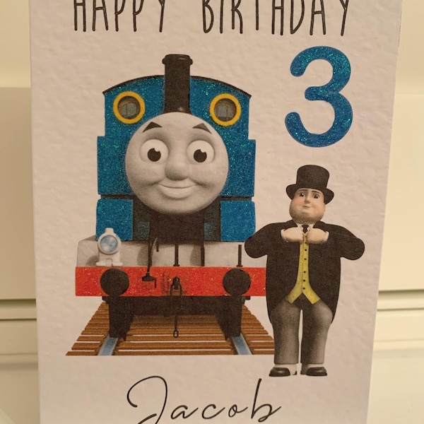 Kids Personalised Thomas train birthday card, boys birthday card, Train, Son, Brother, nephew, friend