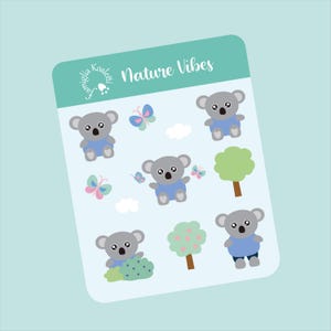Adesivi in foglio koala nella natura, adesivi teneri koala