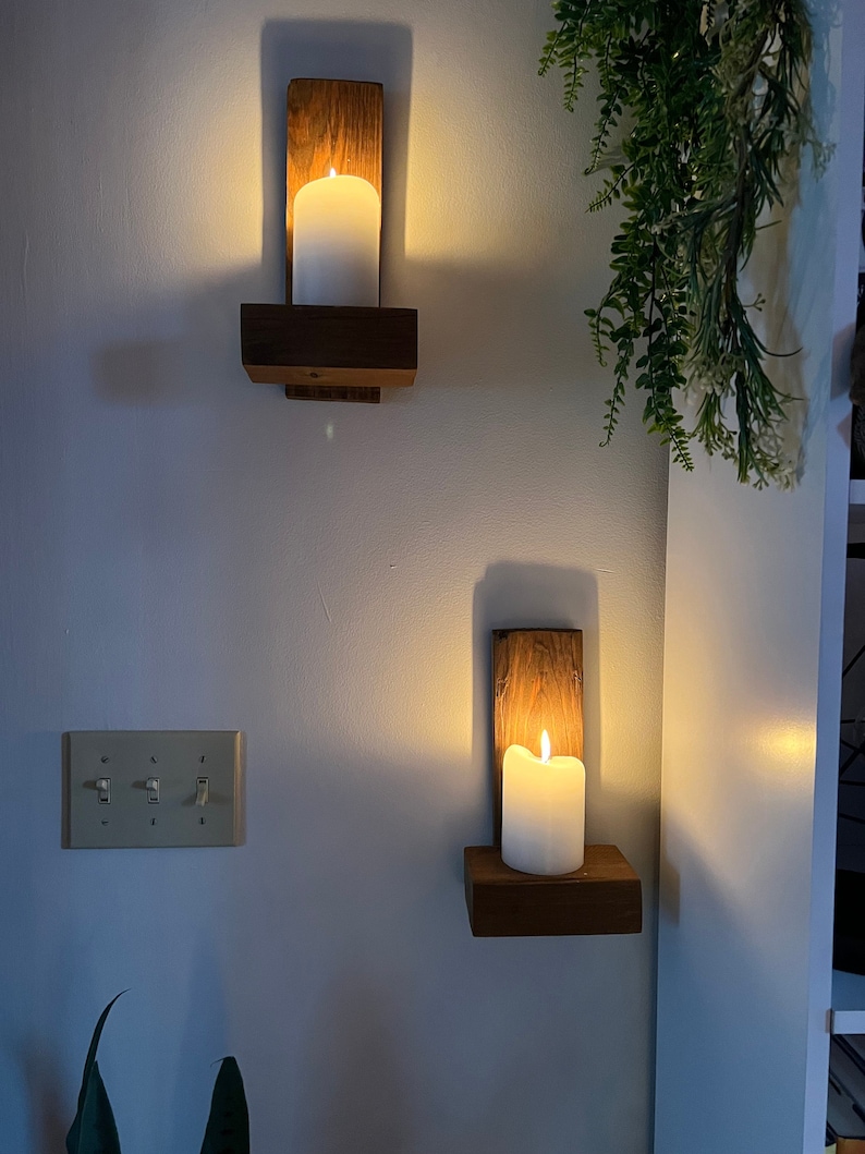 Farmhouse Wall Candle Holder Sconce Set of 2 image 1