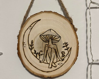 Hand Drawn Wood Burned Sign Boho Design Handmade